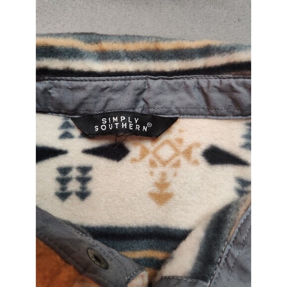 Men's Simply Southern Aztec Fleece Long Sleeve Button Down Jacket Medium - Picture 6 of 7